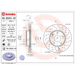 Brake Disc BREMBO 09.B343.4X for MERCEDES A-CLASS, B-CLASS, CLA