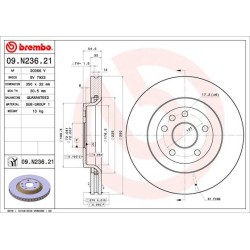Brake Disc BREMBO 09.N236.21 for DODGE, JEEP DURANGO, GRAND