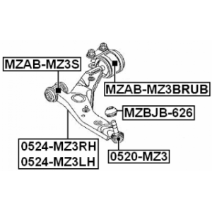 Mounting Control Trailing Arm - FEBEST MZABMZ3BRUB